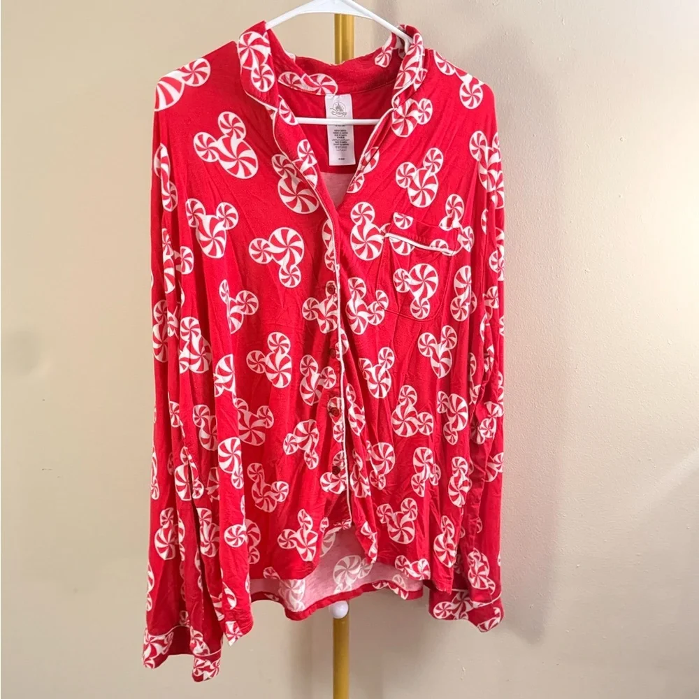 Disney Parks Peppermint Print Pajama Set Women XL Red - Picture 3 of 10